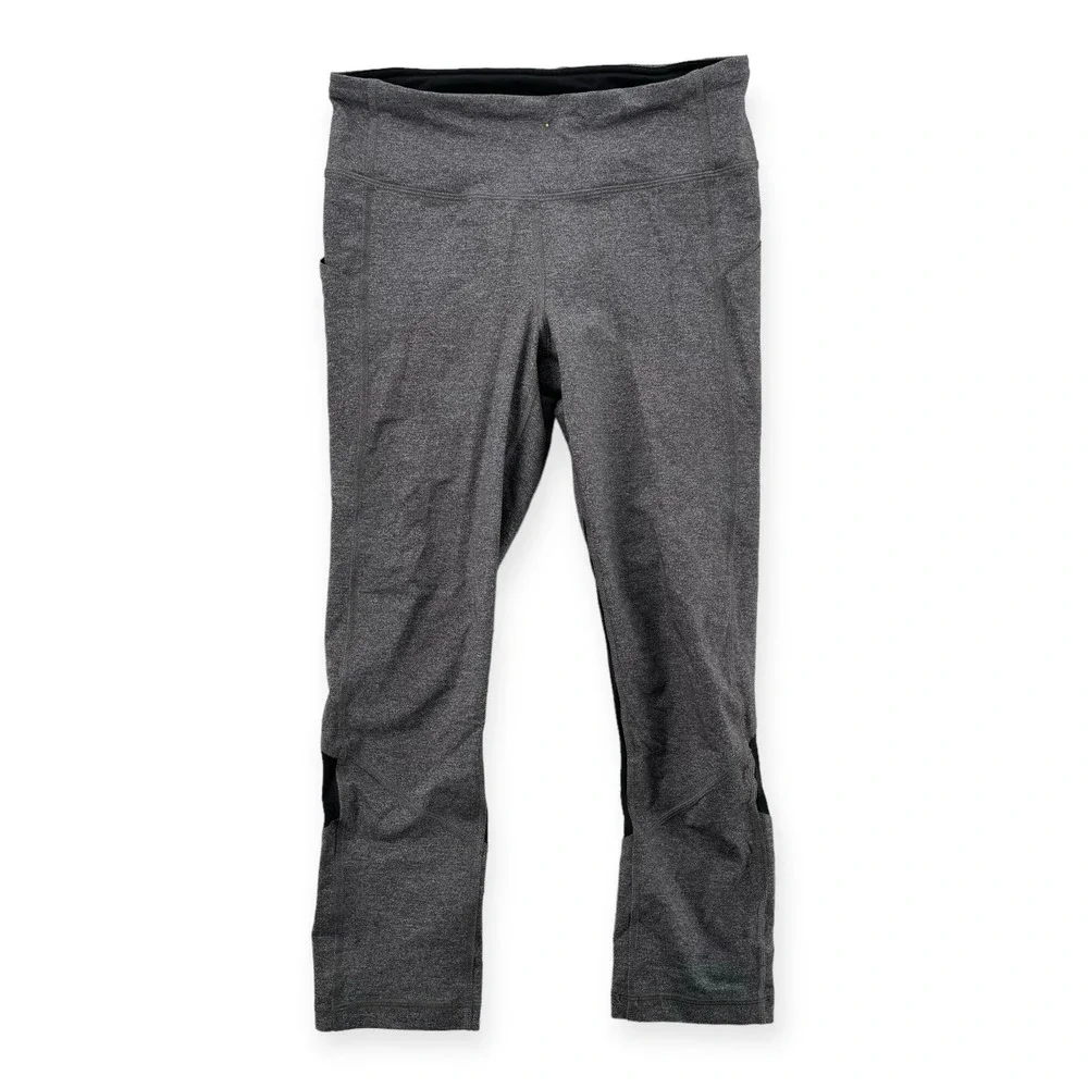 Lululemon Pace Rival Crop Leggings‎ Womens Size 6 Black Gray 22